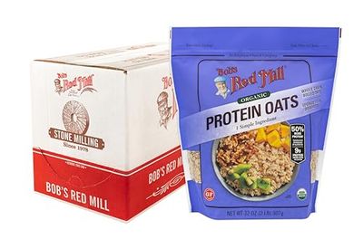 Bob&#39;s Red Mill Organic Protein Oats - 32 oz (Pack of 4) Non GMO Gluten Free Whole Grain