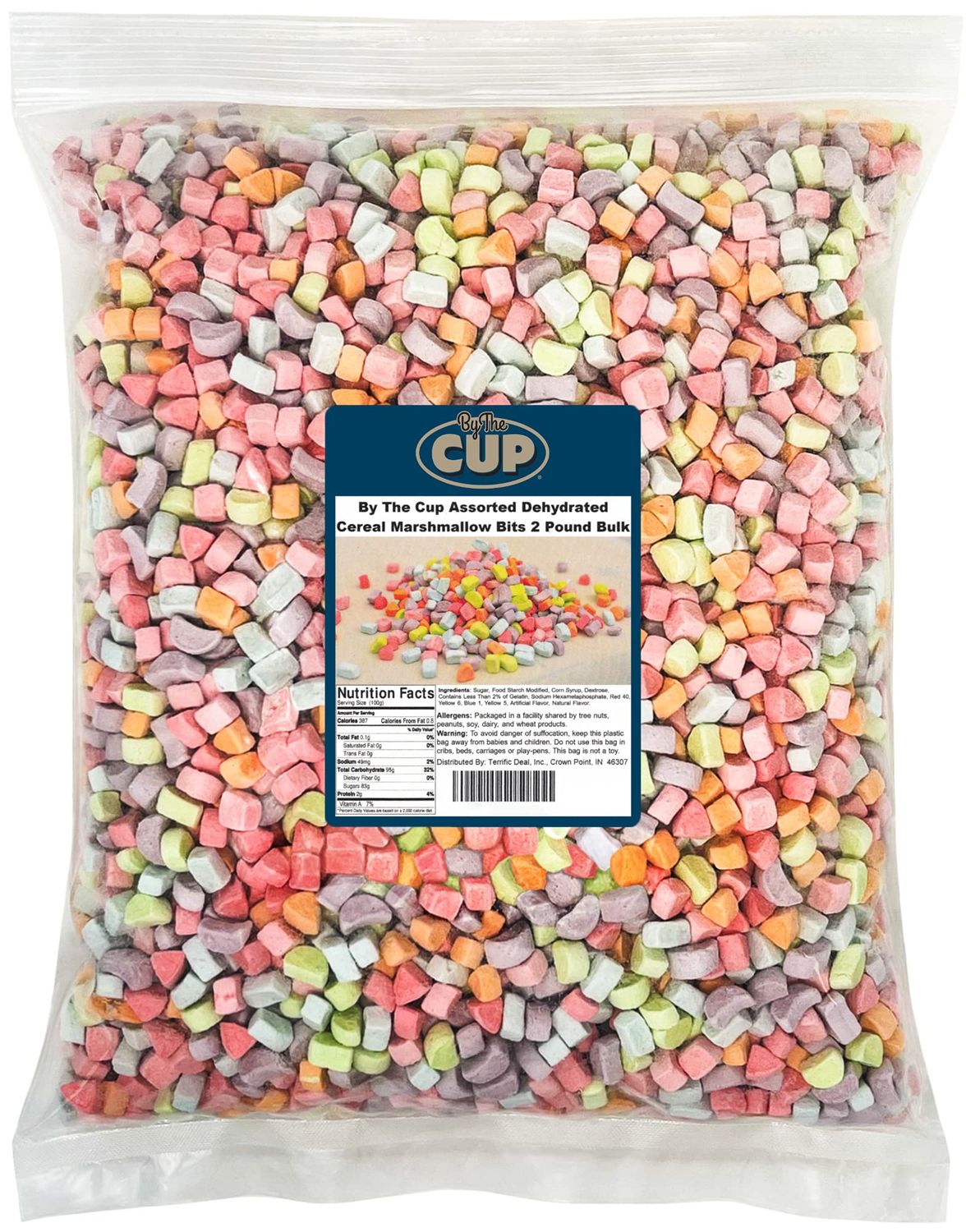 By The Cup Assorted Dehydrated Cereal Marshmallow Bits, 2 lb Bulk Bag