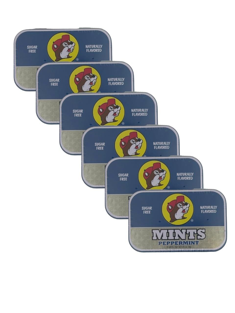 Buc-ee&#39;s Gluten Free &amp; Sugar Free Mints - 6 Pack - 300 mints - 4+Varieties (Peppermint)
