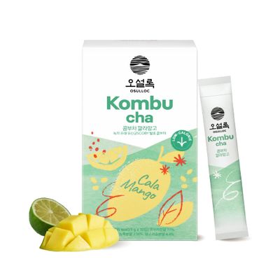 Osulloc Kombucha Tea Calamango (Calamansi &amp; Mango Blending), Electrolytes powder &amp; Hydration Drinks packets, No added sugar, 10 Sticks, 1.76oz