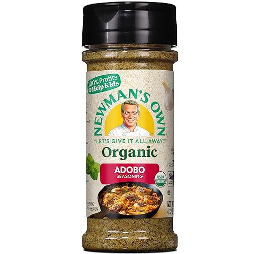 Newman&#39;s Own Organic Adobo Seasoning; Perfect as All Purpose Seasoning; USDA Certified Organic; No Preservatives; Non-GMO; Gluten-Free; 100% profits to help kids in need; 4.32 Oz Bottle.