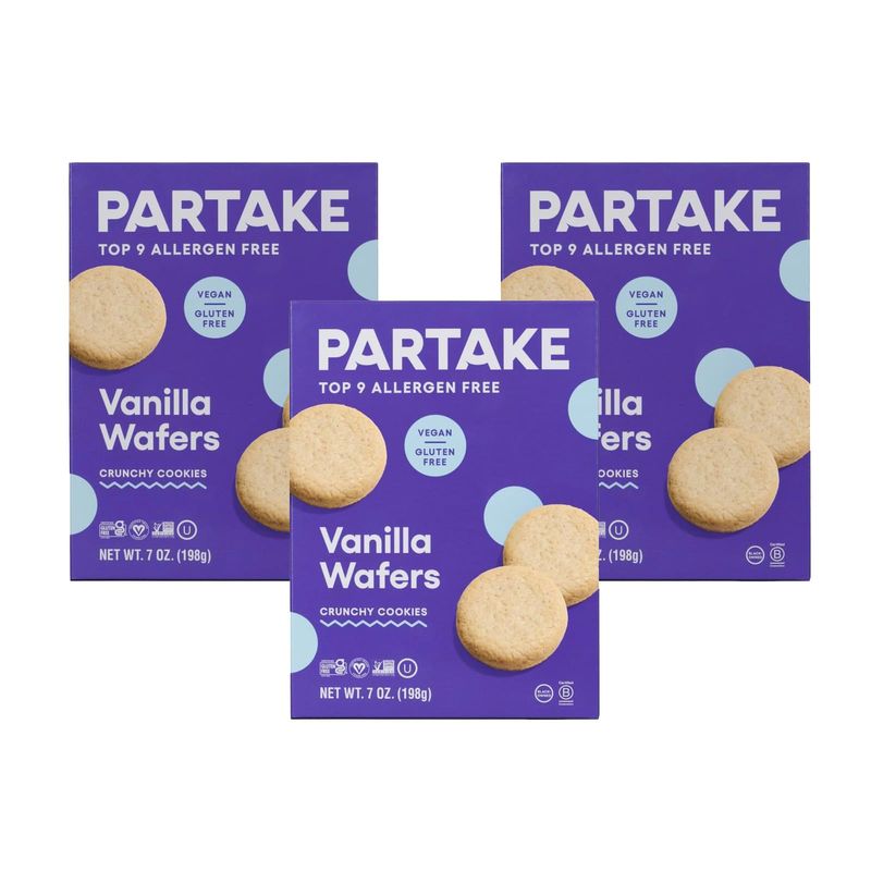 Gluten Free Vanilla Wafers by Partake - 3 Pack | Non-GMO, Allergy-Friendly | No Peanuts, Soy, Dairy, Tree Nuts