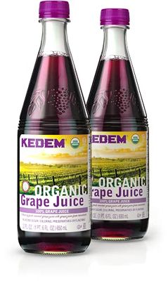 Kedem Organic 100% Grape Juice 22oz (2 Pack) | No Added Sugar, Coloring, Flavoring or Preservatives