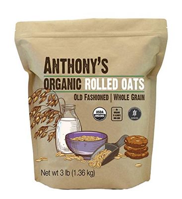 Anthony&#39;s Organic Rolled Oats, 3 lb, Gluten Free, Non GMO, Old Fashioned, Whole Grain
