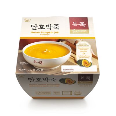 BONJUK Sweet Pumpkin Juk(Porridge) Bowl - Korean soup stew Kfood, Hearty Breakfast Oat Meal - 9.5oz(270g), bowl type