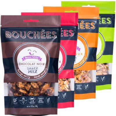 Beccas Petites Gluten Free Healthy Party Mix - Mixed Nuts, Seeds - Variety Pack - Great Grain Free Granola or Cereal Topping - No Artificial Ingredients, 3.5 &amp; 4 Oz Bags (4-Pack)