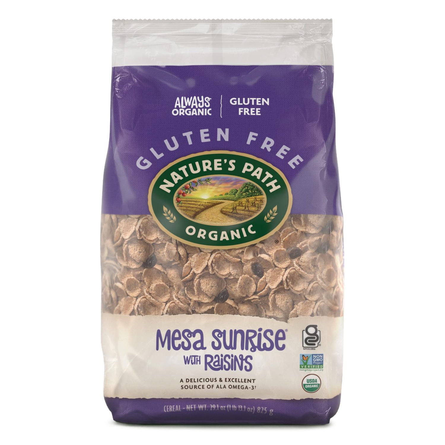 Nature&#39;s Path Organic Mesa Sunrise with Raisins Cereal, 29.1 oz (Pack of 6), Gluten Free, Non-GMO, Earth Friendly Packaging
