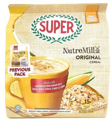 Super Nutremill 3in1 Instant Original Cereal Wholegrain Oats, Flakes, Corn 15 Sachets 420g