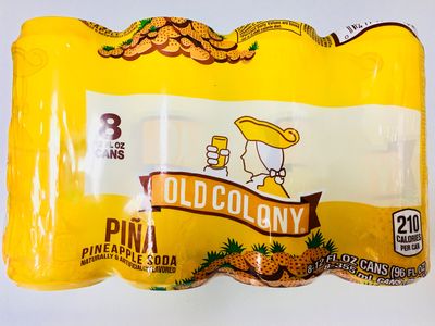 OLD COLONY PIA - Puerto Rico's Favorite Pineapple Flavored Soda - 12 oz cans - 8 Pack