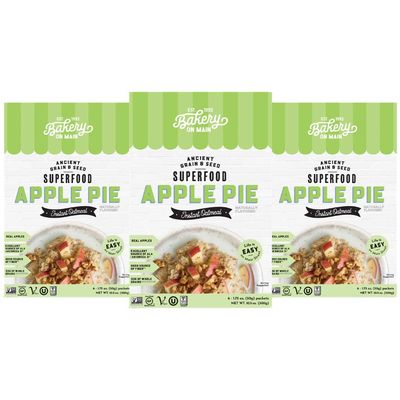 Bakery On Main, Gluten-Free Instant Oatmeal, Vegan &amp; Non GMO - Apple Pie, 10.5oz (Pack of 3)