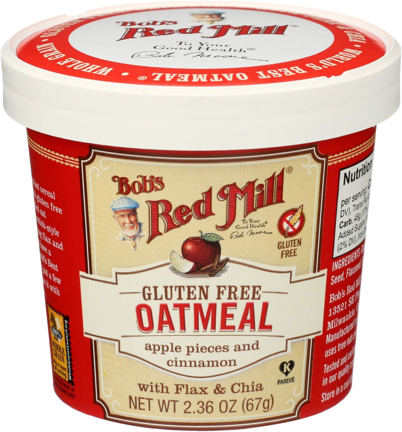 Bob&#39;s Red Mill Gluten-Free Apple Cinnamon Oatmeal, 2.36 Ounce, Pack of 12