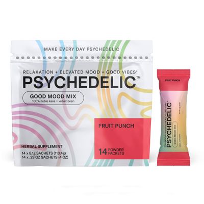 Good Mood Mix - Fruit Punch - Powder Packets - Calming Kava Drink Mix - Easy Open Single-Serving - Flavored Kava Powder - Mucuna Pruriens - Stevia - Non Alcoholic Adaptogen Mocktails - 14 Stick