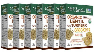 RW Garcia Organic Lentil &amp; Turmeric Crackers, Gluten Free, 5.5oz boxes, 6 pack