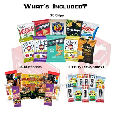 Snack BOX Gluten Free Healthy Care Package 34 Count Teachers Back to School College Students Exams Gift Baskets Birthday Office Over 3 LBS of Variety Pack Chips Popcorn Bars