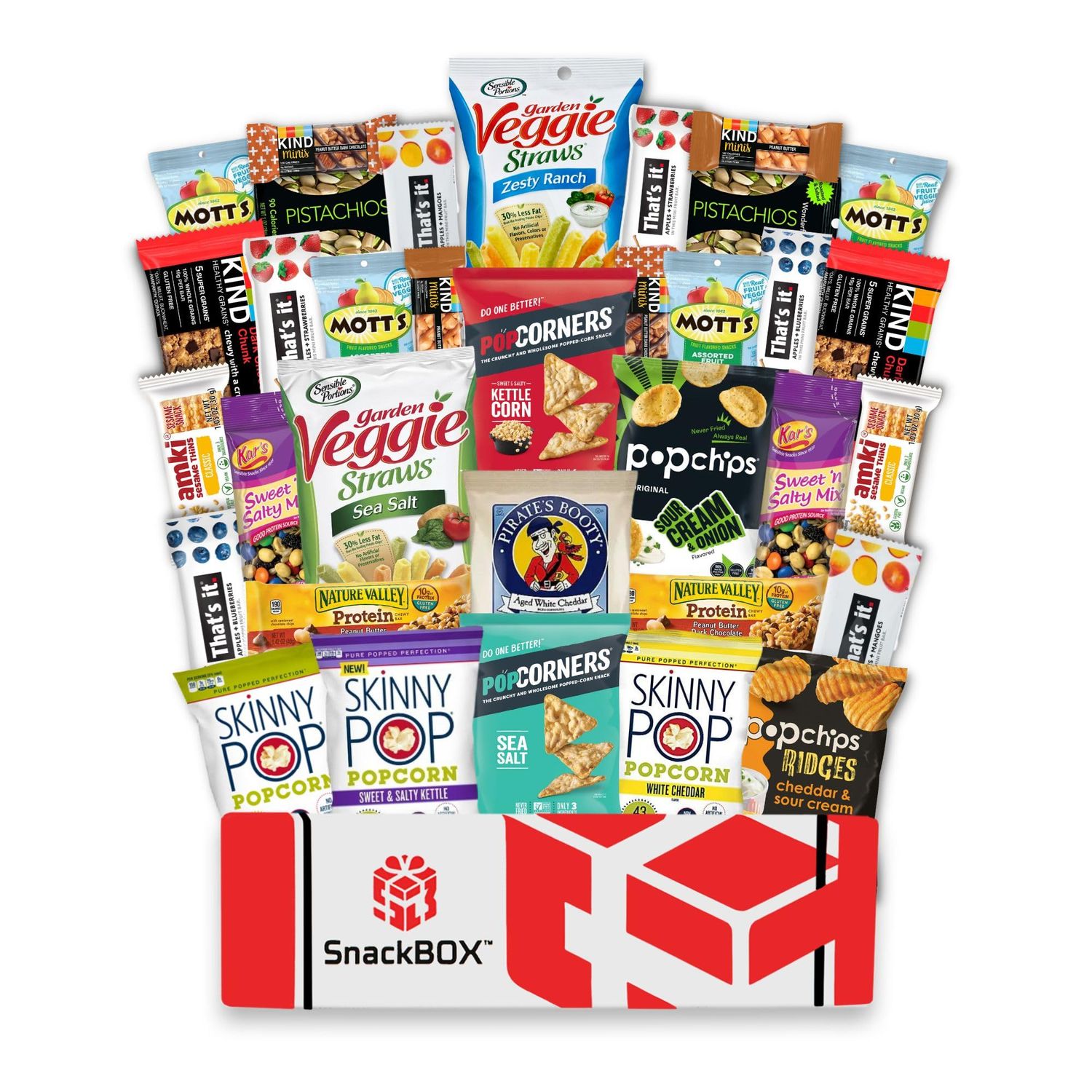 Snack BOX Gluten Free Healthy Care Package 34 Count Teachers Back to School College Students Exams Gift Baskets Birthday Office Over 3 LBS of Variety Pack Chips Popcorn Bars