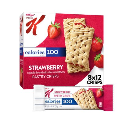 Special K Bar Pastry Crisps, Breakfast Bars, 100 Calorie Snacks, Strawberry (8 Boxes, 96 Crisps)