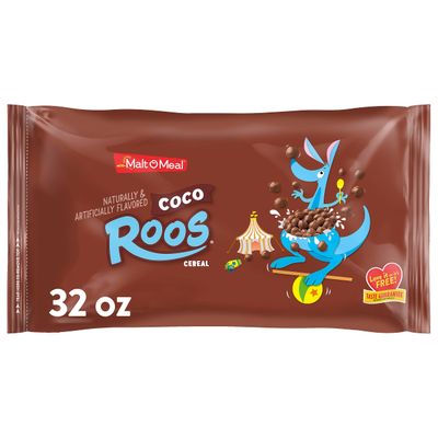 Malt-O-Meal Coco Roos Breakfast Cereal, Crunchy Chocolate Puff Cereal, Large Cereal for Family, 32 OZ Resealable Cereal Bag