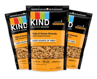 KIND Healthy Grains Clusters, Oats &amp; Honey, Healthy Snacks, Gluten Free, 10g Protein, 3 Count