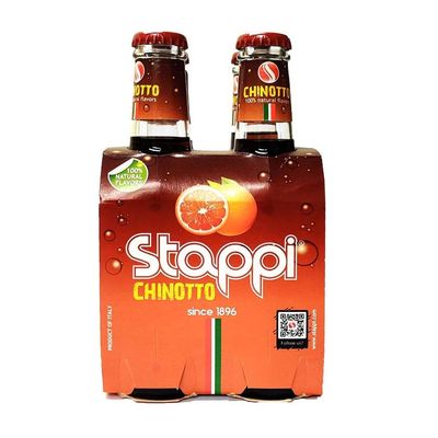 Stappi Chinotto Soda 4 x 6.7 fl oz. (200ml) Stappi [Italian Import] Sparkling Juice Beverage for Spirits | Non-Alcoholic Bitter Aperitif Cocktail Mixer| Citrus Chinotto Italian Drink Soda