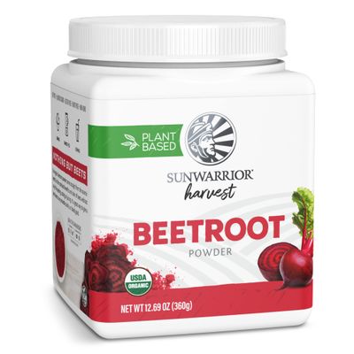 Sunwarrior Beet Root Powder Nitric Oxide Increase Stamina Blood and Flow Circulation Natural Non-GMO Keto Vegan Superfood for Smoothies Acai Pudding Baking 360g sq tub (90 Servings) Organic Harvest