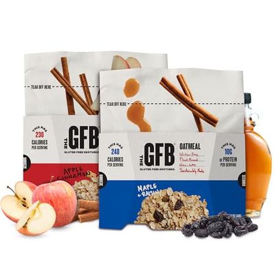 The Gluten Free Brothers Protein Oatmeal Variety Pack- Gluten Free Apple Cinnamon and Maple Raisin Oatmeal Pouches - Instant Hot Breakfast Cereal in a Pop-Up Cup - Non GMO, Soy Free, 2 oz (6 Count)