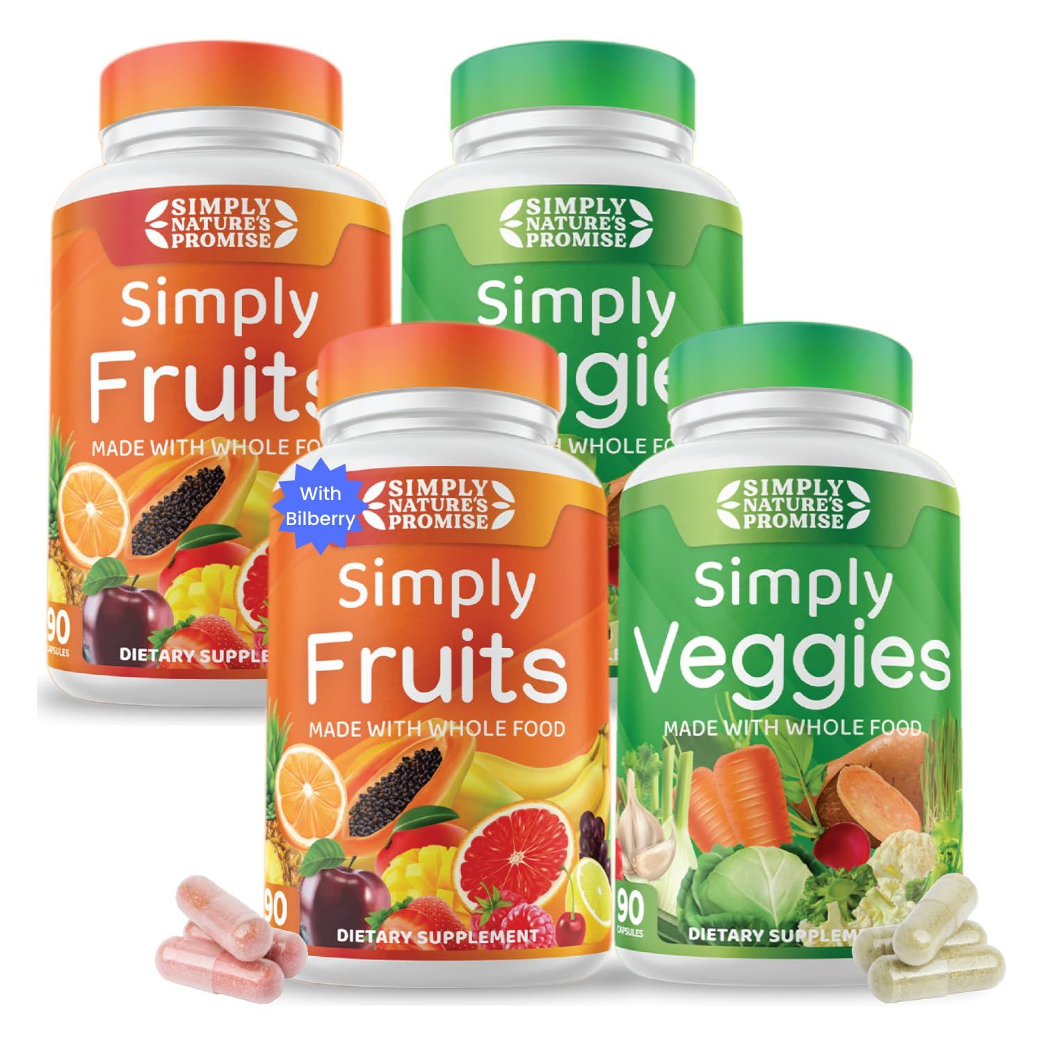 Simply Nature&#39;s Promise - Packed with 42 Different Fruits &amp; Vegetables - 2-Month Supply - Made with Real, Non-GMO Whole Foods - Supports Energy &amp; Overall Wellness - Soy-Free - 360 Capsules