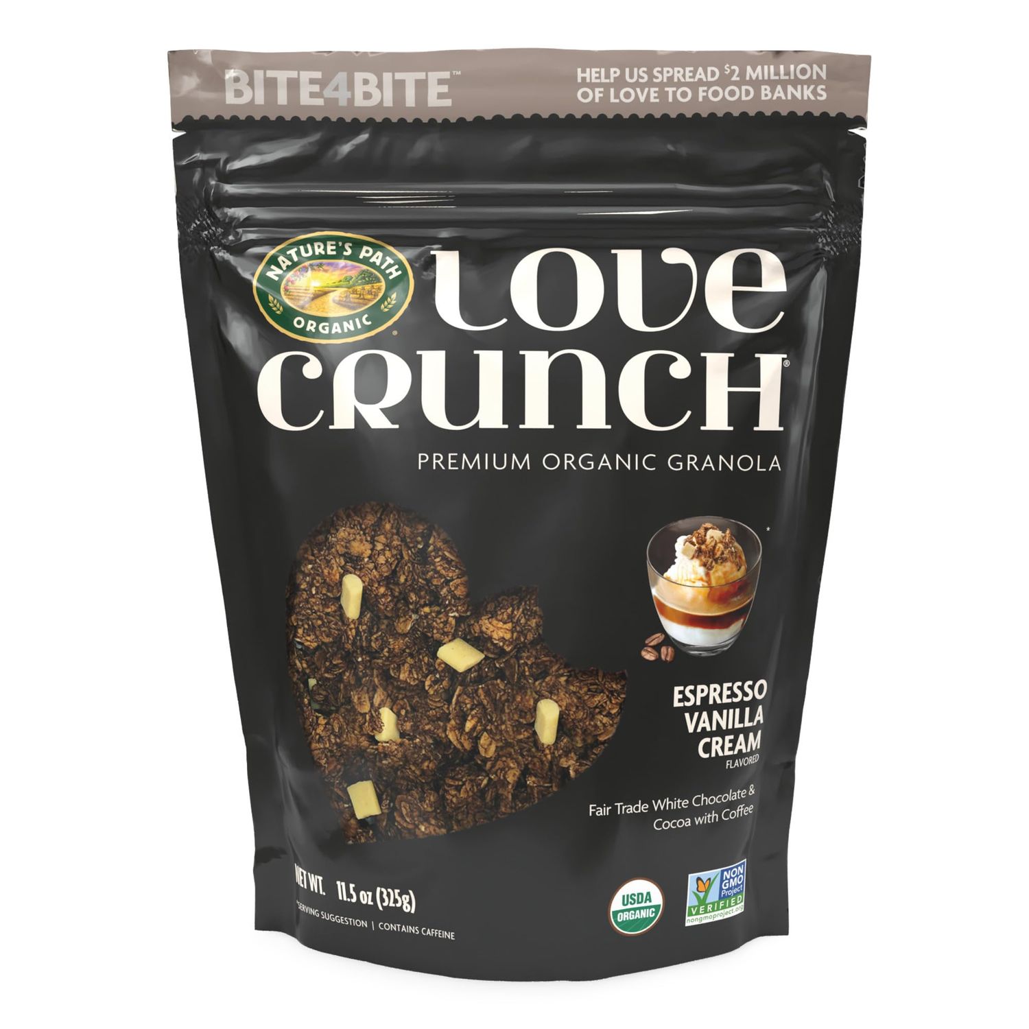 Love Crunch Organic Espresso Vanilla Cream Granola, 11.5 oz (Pack of 6), Non-GMO, Fair Trade, by Nature&#39;s Path