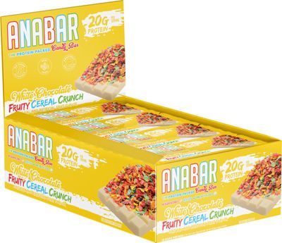 Anabar Protein Bar, The Protein-Packed Candy Bar, Amazing Tasting Protein Bar, No Sugar Alcohols, Real Food, Amazingly Delicious, 20 Grams of Protein (12 Bars, White Chocolate Fruity Cereal Crunch)