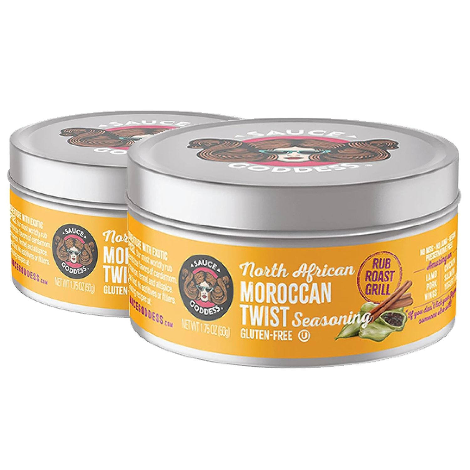 Sauce Goddess Moroccan Twist Fresh Spice Blend 2 (1.75g) Tin Cans
