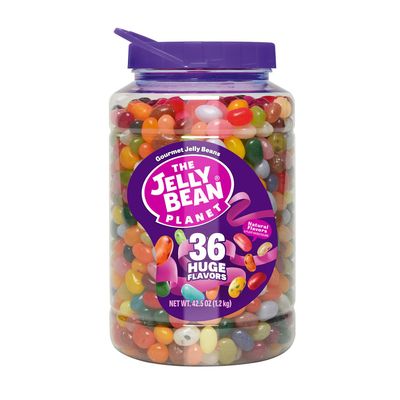 The Jelly Bean Planet, Gourmet Jelly Beans Assortment 42.5 Oz Jar - 36 Huge Natural Fruit Flavors, Seasonal, Birthday, Christmas Candy, Plant Based Colors - Gluten Free, Fun Bulk Jelly Beans Gift