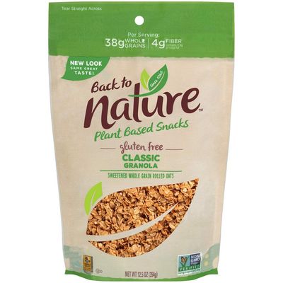 Back to Nature Classic Granola Cereal - Gluten Free, Non-GMO, Plant Based Snacks made with Whole Grain Rolled Oats - 12.5 Ounce