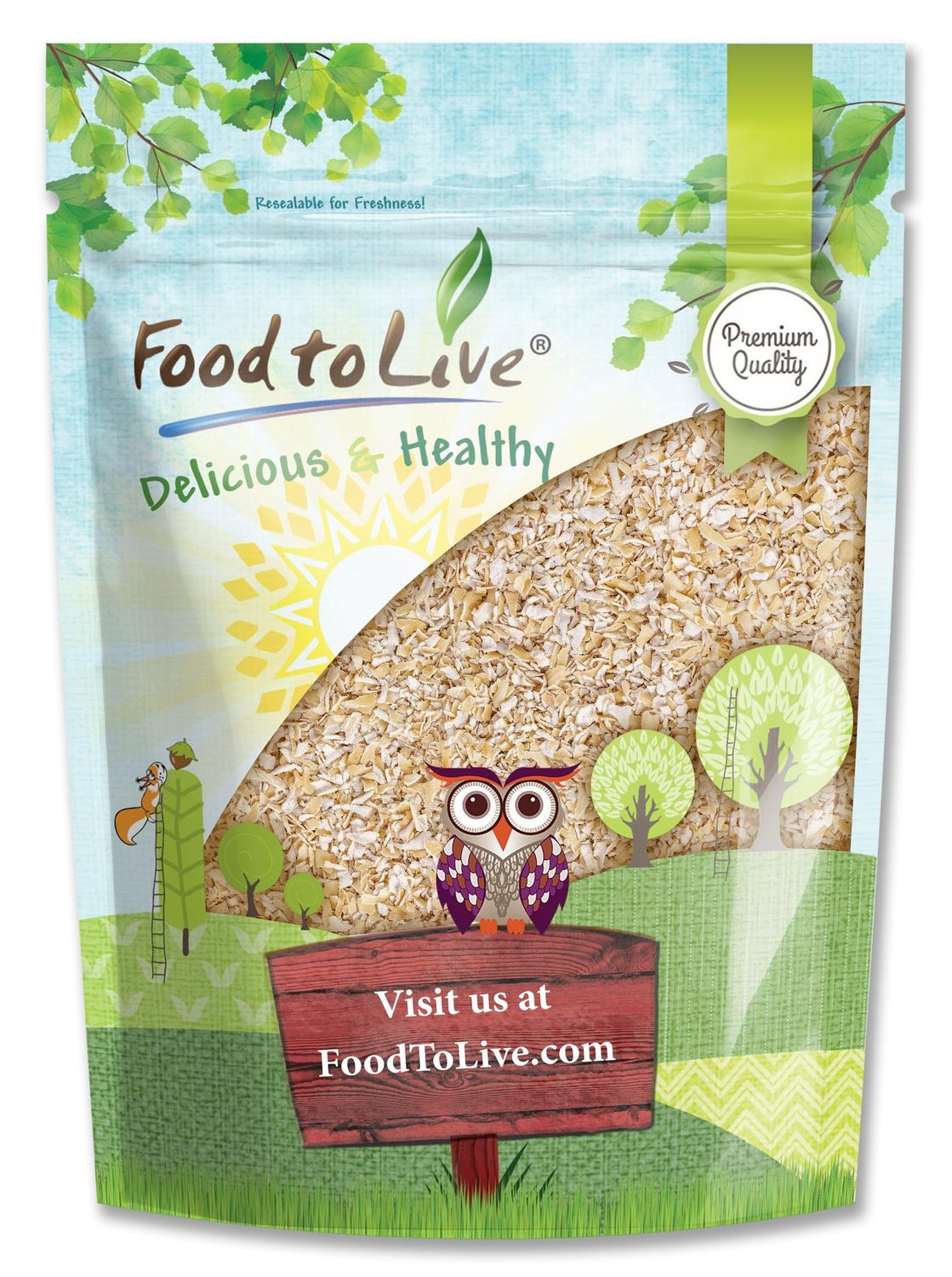 Food to Live Oat Bran, 2 Pounds - A Nutritional Powerhouse High Fiber Hot Cereal, Milled from High Protein Oats. Raw, Unprocessed, Vegan, Kosher, Bulk. Good for Dukan Diet