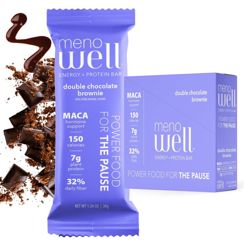 MenoWell Menopause Protein Bars for Women, Weight Management Support, Double Chocolate Brownie, 32% Daily Fiber, Prebiotic, Plant-Based, 7g of Protein, 1g Added Sugar, 10 Count (Pack of 1)