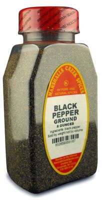 BLACK PEPPER GROUND FRESHLY PACKED IN LARGE JARS, spices, herbs, seasonings