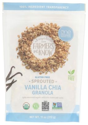 One Degree Organic Sprouted Granola Vanilla Chia, Non GMO, Gluten Free, 11 Ounce (Pack of 6)