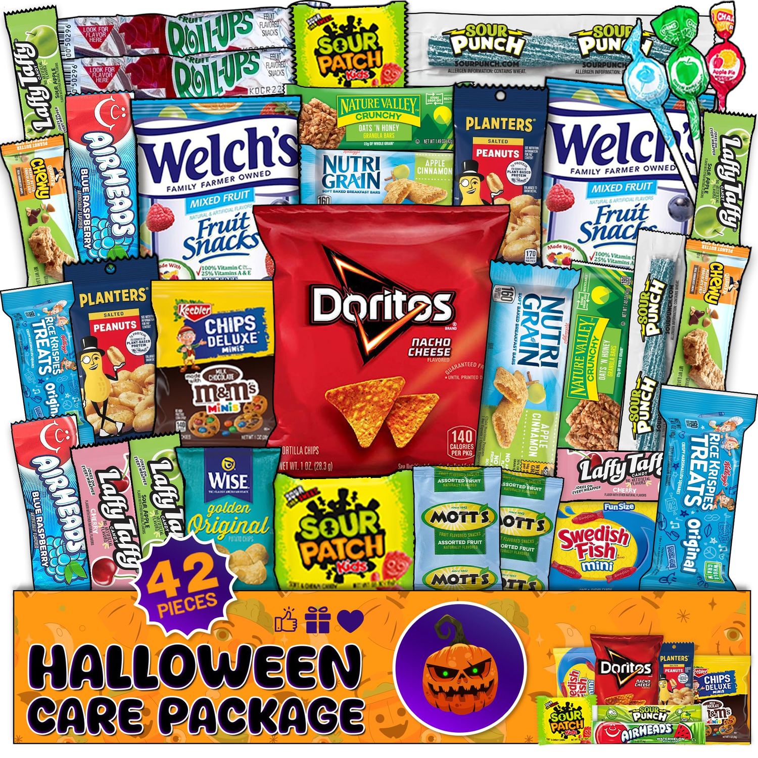 Ultimate Christmas Snacks Box, Assorted Snacks Variety Pack for Adults, Chips, Candies 42 count - Christmas Care Package for Women, College Students