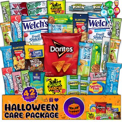 Ultimate Christmas Snacks Box, Assorted Snacks Variety Pack for Adults, Chips, Candies 42 count - Christmas Care Package for Women, College Students