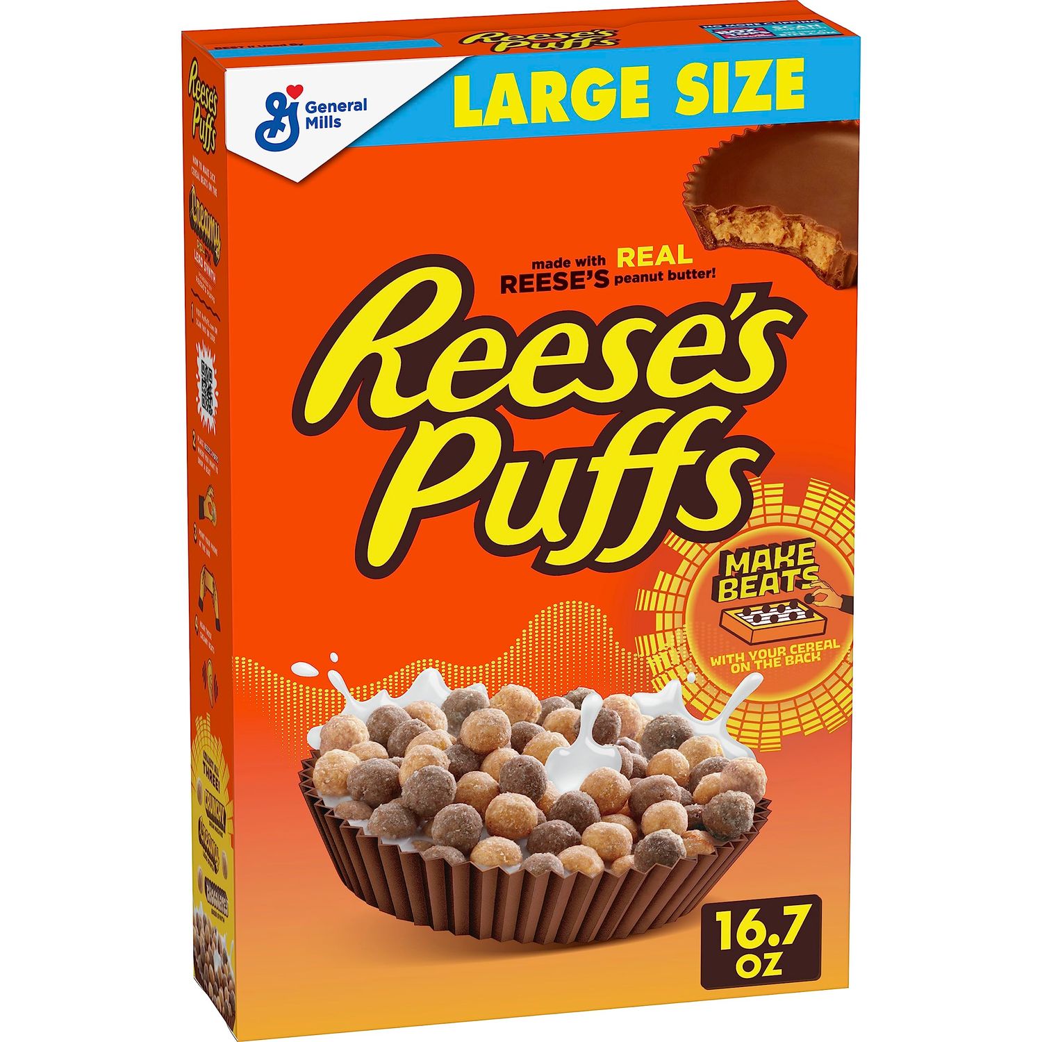Reese&#39;s Puffs, Chocolatey Peanut Butter Cereal, 16.7 OZ Large Size Box