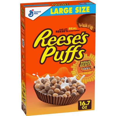 Reese&#39;s Puffs, Chocolatey Peanut Butter Cereal, 16.7 OZ Large Size Box