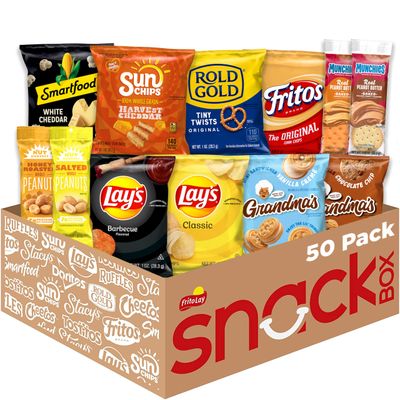 Frito Lay Sweet &amp; Salty Snacks, Variety Mix of Cookies, Crackers, Chips &amp; Nuts, (Pack of 50)