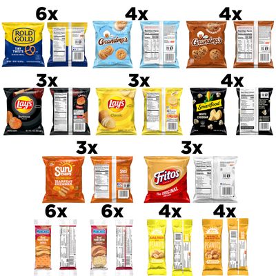 Frito Lay Sweet &amp; Salty Snacks, Variety Mix of Cookies, Crackers, Chips &amp; Nuts, (Pack of 50)