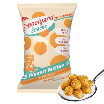 Schoolyard Snacks 12 Pack Keto Cereal Low Carb Sugar Free Cereal (Peanut Butter) - 15g High Protein Cereal Low Carb Low Sugar Keto Breakfast &amp; Snack - Healthy Low Calorie Gluten &amp; Grain Free Cereal