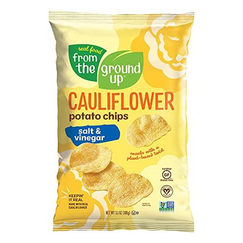 Real Food From The Ground Up Cauliflower Chips - 6 Pack Snack Bags (Salt &amp; Vinegar, 6 Pack)