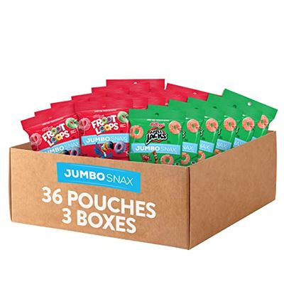 Kellogg&#39;s Jumbo Snax Cereal Snacks, Lunch Box Snacks, Variety Pack (36 Pouches)