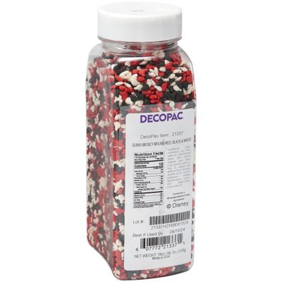 DECOPAC Mickey Mouse Quins, 18oz, Fancy Sprinkles Shaped Like Mickey Mouse, Candy Sprinkles in Handheld Container, Edible Sprinkles For Celebration Cakes, Cupcakes, Cookies