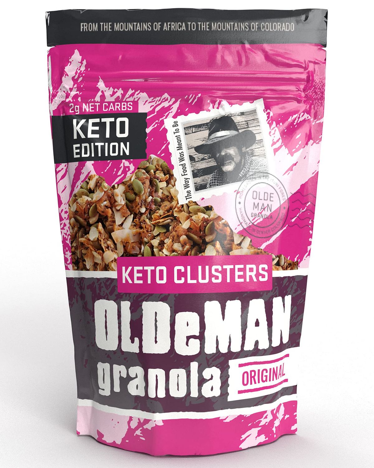 Olde Man Granola Gluten Free Keto Granola - Non-GMO Healthy Keto Granola Cereal - Low Carb Granola Keto Friendly - Ketogenic Granola Handmade in Colorado (Original, 8oz Pack)
