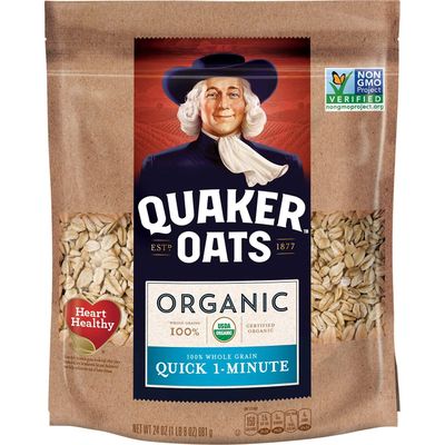 Quaker Organic Quick Cook Oatmeal, Breakfast Cereal, Non-GMO Project Verified, 24 Oz(Pack of 4)