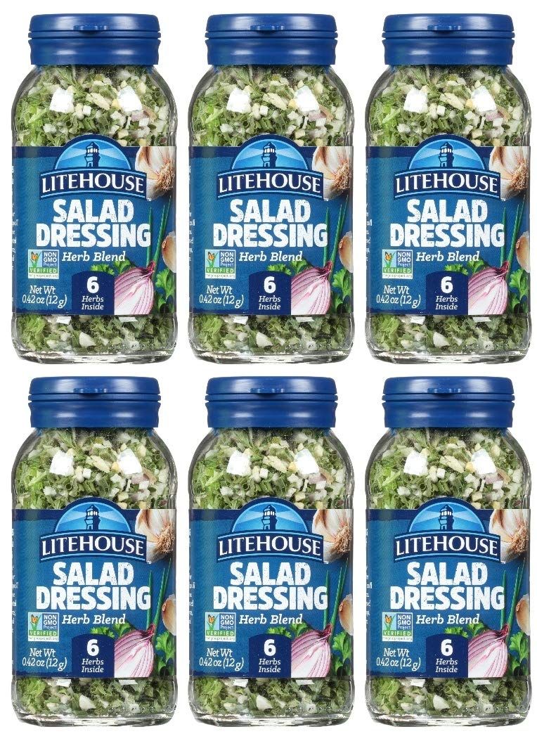 Litehouse Freeze Dried Salad Herb Blend - Substitute for Fresh Salad Herb, Salad Dressing, Organic, Salad Herb Blend Seasoning, Non-GMO, Gluten-Free - 0.42 Ounce 6-Pack