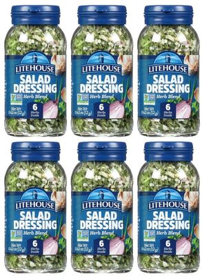 Litehouse Freeze Dried Salad Herb Blend - Substitute for Fresh Salad Herb, Salad Dressing, Organic, Salad Herb Blend Seasoning, Non-GMO, Gluten-Free - 0.42 Ounce 6-Pack
