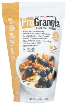 Julian Bakery Espresso Cluster ProGranola, Low Carbs, Gluten Free, 17.9 Ounces (Pack Of 12)